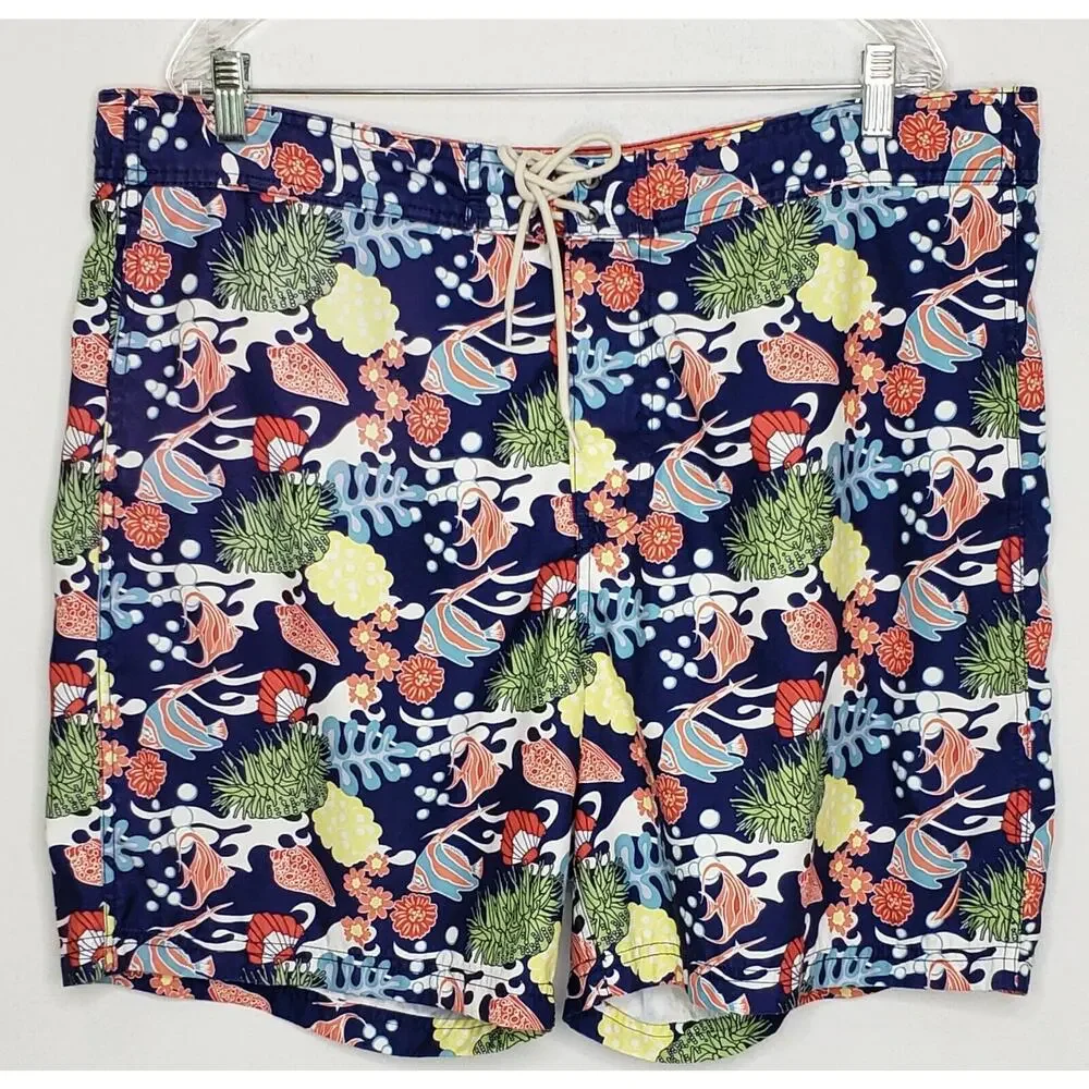 Nautica Men’s‎ Swimsuit Trunks XL Multicolor Ocean Theme Mesh Lining
